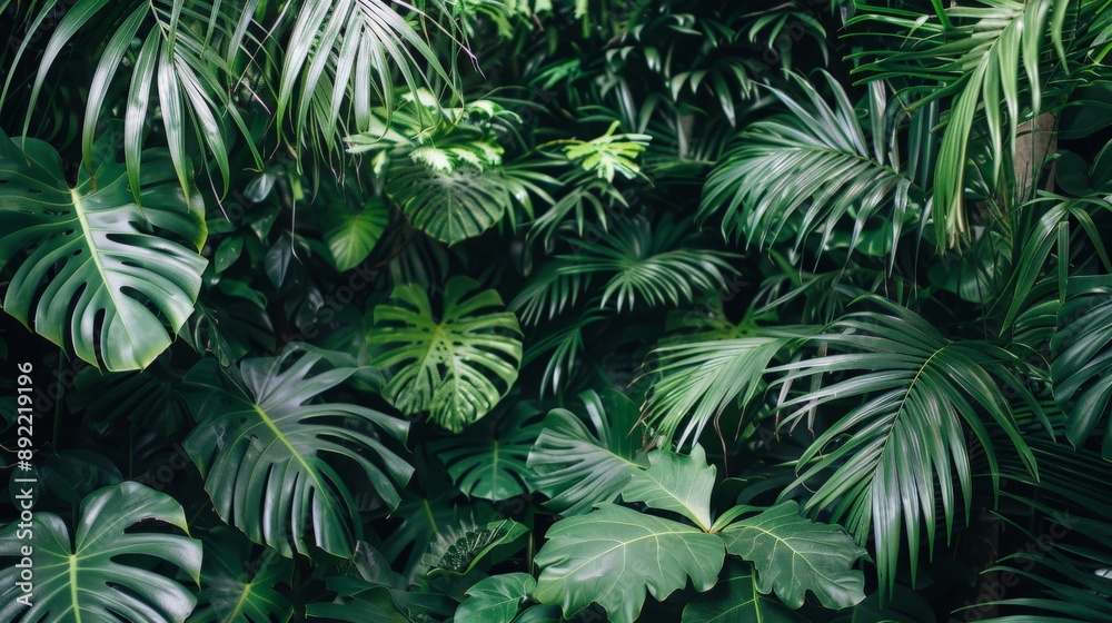 Rainforest with dense foliage and exotic plants Rainforest with dense foliage and exotic plants