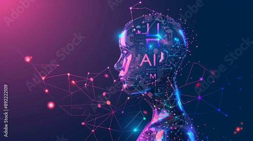 Obraz na płótnie AI Artificial Intelligence technology.AI Assistant support. AI Optimization. Businessman innovation machine learning science network. w salonie