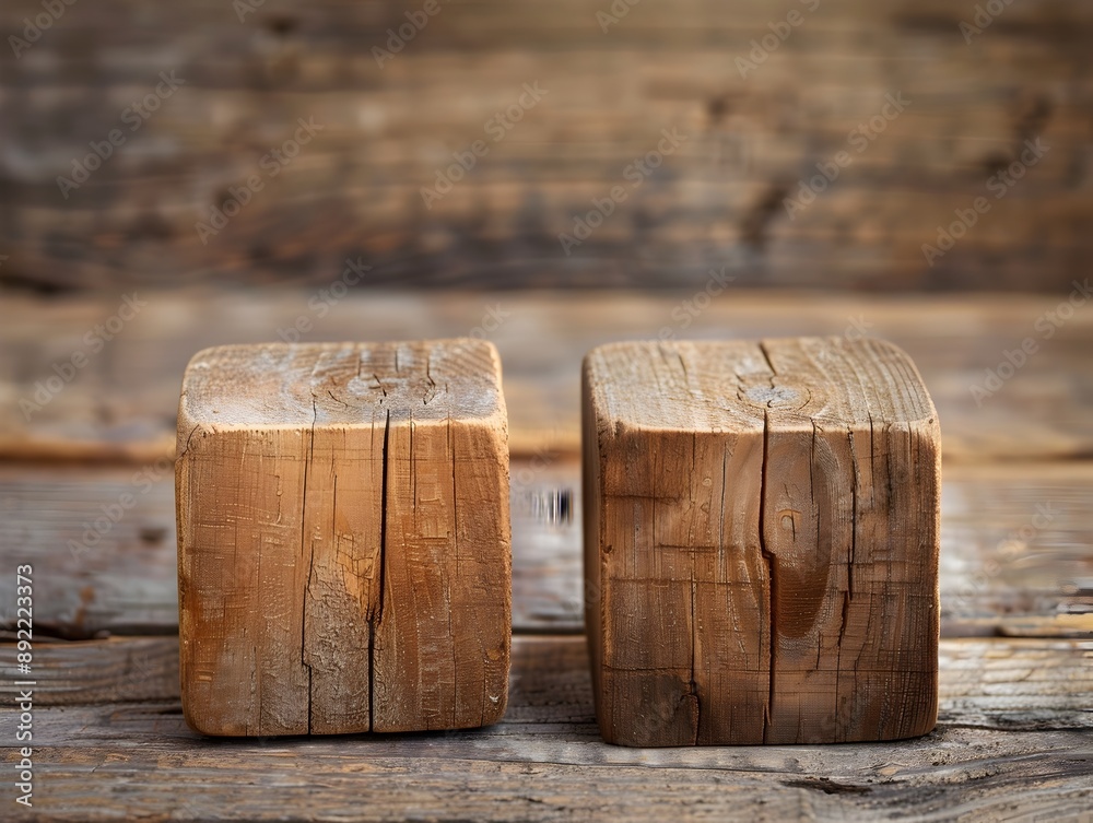 Wooden Blocks on a Rustic Wooden Background for Copy Space Wooden Blocks on a Rustic Wooden Background for Copy Space