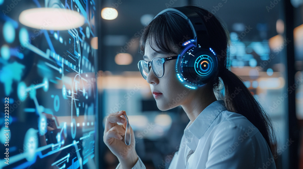Businessman use AI technology support customer satisfaction and operational efficiency have significantly improved Businessman use AI technology support customer satisfaction and operational efficiency have significantly improved
