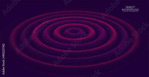 Digital dynamic waves. 3D ripple effect. Abstract sound waves. Vector illustration.