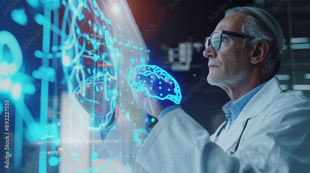 Doctor using AI technology is revolutionizing the medical field by providing faster and more accurate diagnoses personalized treatment plans Doctor using AI technology is revolutionizing the medical field by providing faster and more accurate diagnoses personalized treatment plans