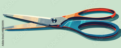 A pair of scissors, their sharp blades ready to tackle any task, symbolizing efficiency and precision, set against a plain white surface. Vector flat minimalistic isolated illustration.