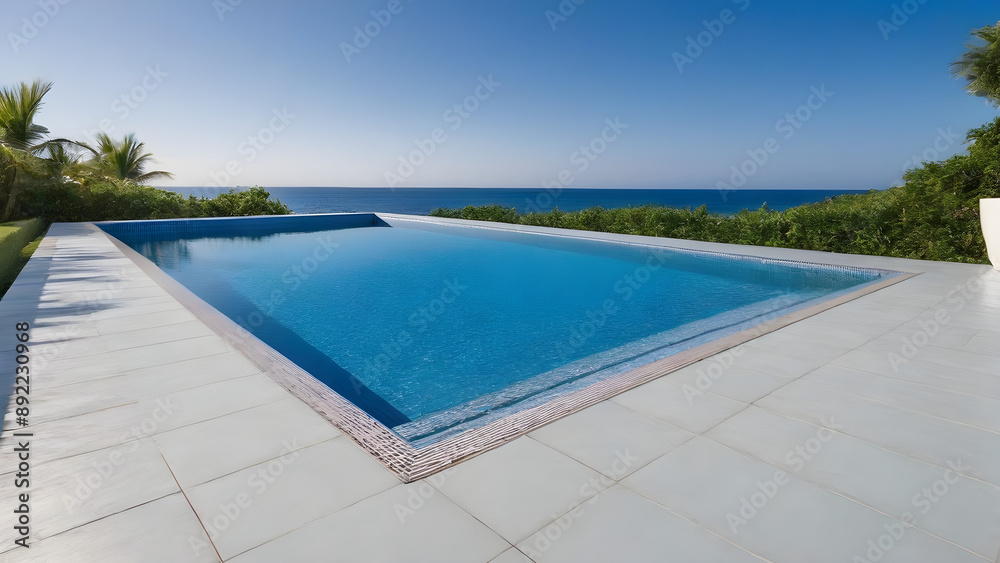 Fototapeta premium Swimming pool in hotel, pool design, ai generated