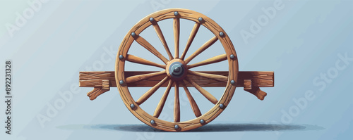 Nostalgic wagon wheel with spokes Vector flat minimalistic isolated illustration