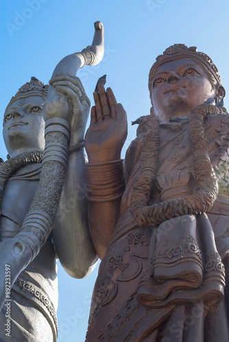 Big statue of Lord Sita Ram near Delhi International airport, Delhi, India, Lord Ram and Sita big statue touching sky at main highway Mahipalpur, Delhi photo