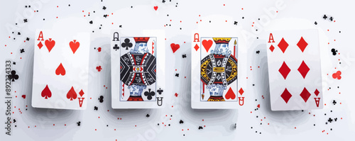 Playing cards on a white background. Vector flat minimalistic isolated illustration