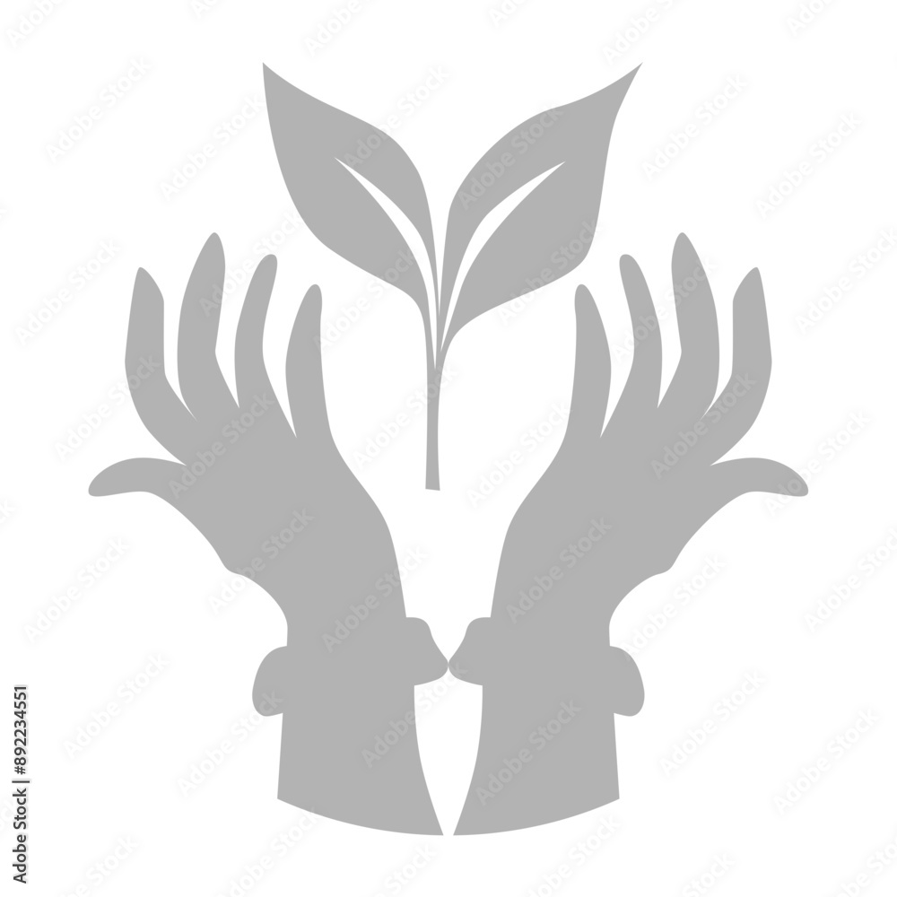 Eco friendly hands holding a plant silhouette Eco friendly hands holding a plant silhouette