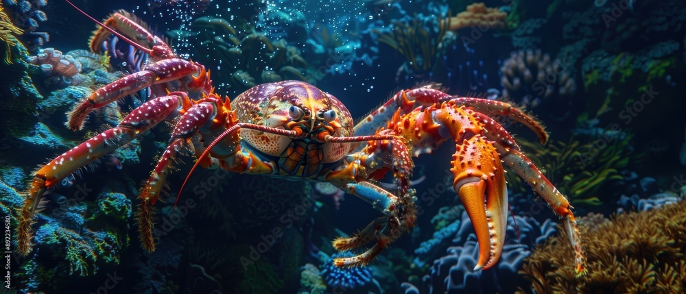 Majestic Lobster and King Crab in Stunning Deep-Sea Environment - Detailed Vibrant Colors Photography Majestic Lobster and King Crab in Stunning Deep-Sea Environment - Detailed Vibrant Colors Photography