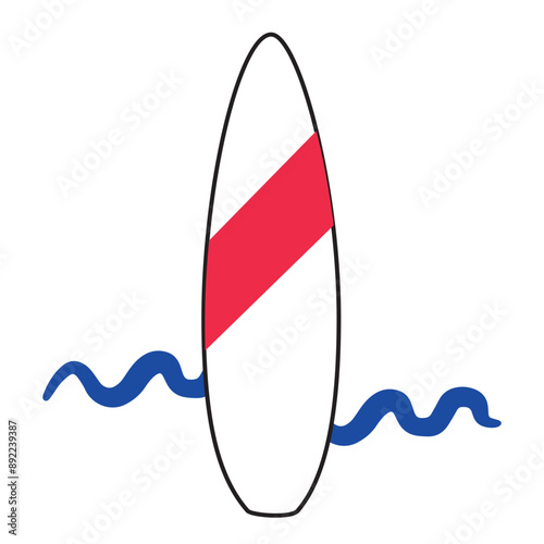 Surfing or sup boarding symbol, sport equipment icon. vector simple illustration of beach activity, vacation, resort, sport match, championship. trendy style illustration for poster, flyer, invitation