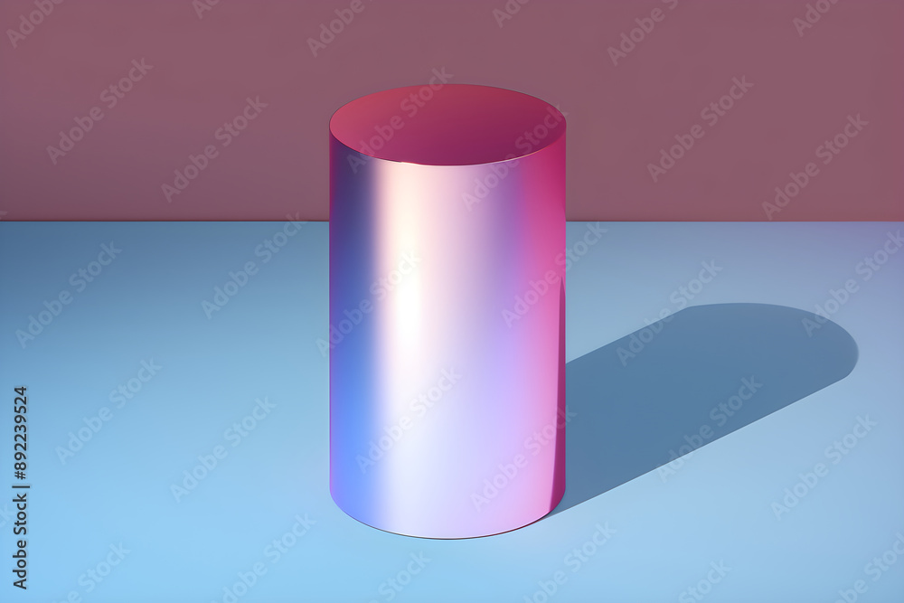 Upright Metallic Cylinder with Realistic Details and Cast Shadow Upright Metallic Cylinder with Realistic Details and Cast Shadow