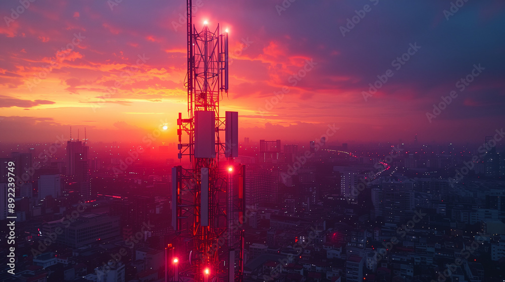Naklejka premium Telecommunication transmitters to improve internet quality and speed