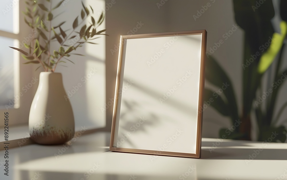 Blank Frame on White Table with Natural Light Blank Frame on White Table with Natural Light