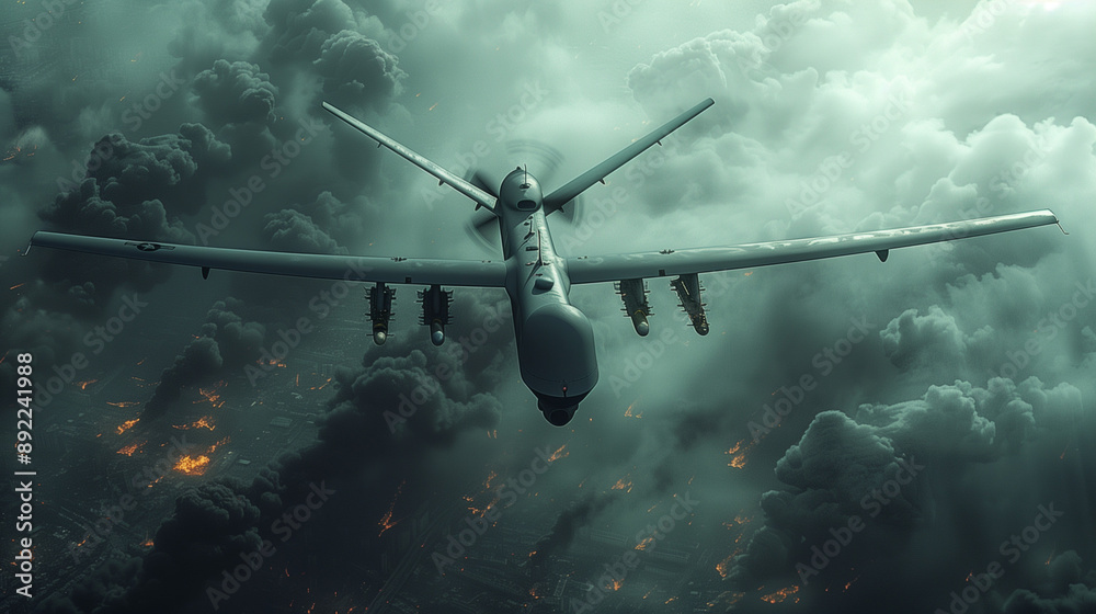 Naklejka premium Military combat drone
