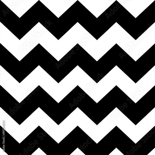 Black zig zag pattern seamless texture isolated on white background