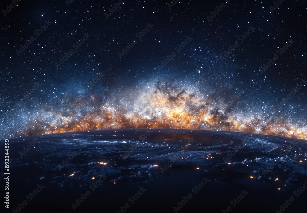 Fototapeta premium Night Sky Over Earth with a Milky Way Galaxy