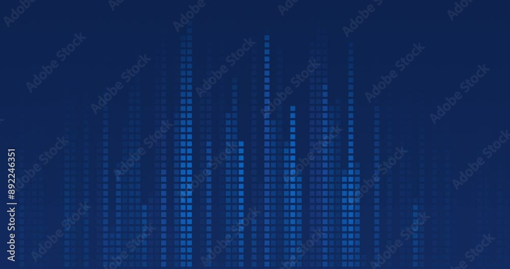 4k Navy dark blue abstract business animated background. Charts light squares music animation. HUD dots design element. Office corporate skyscraper banner. Modern trendy stock wallpaper. Seamless loop