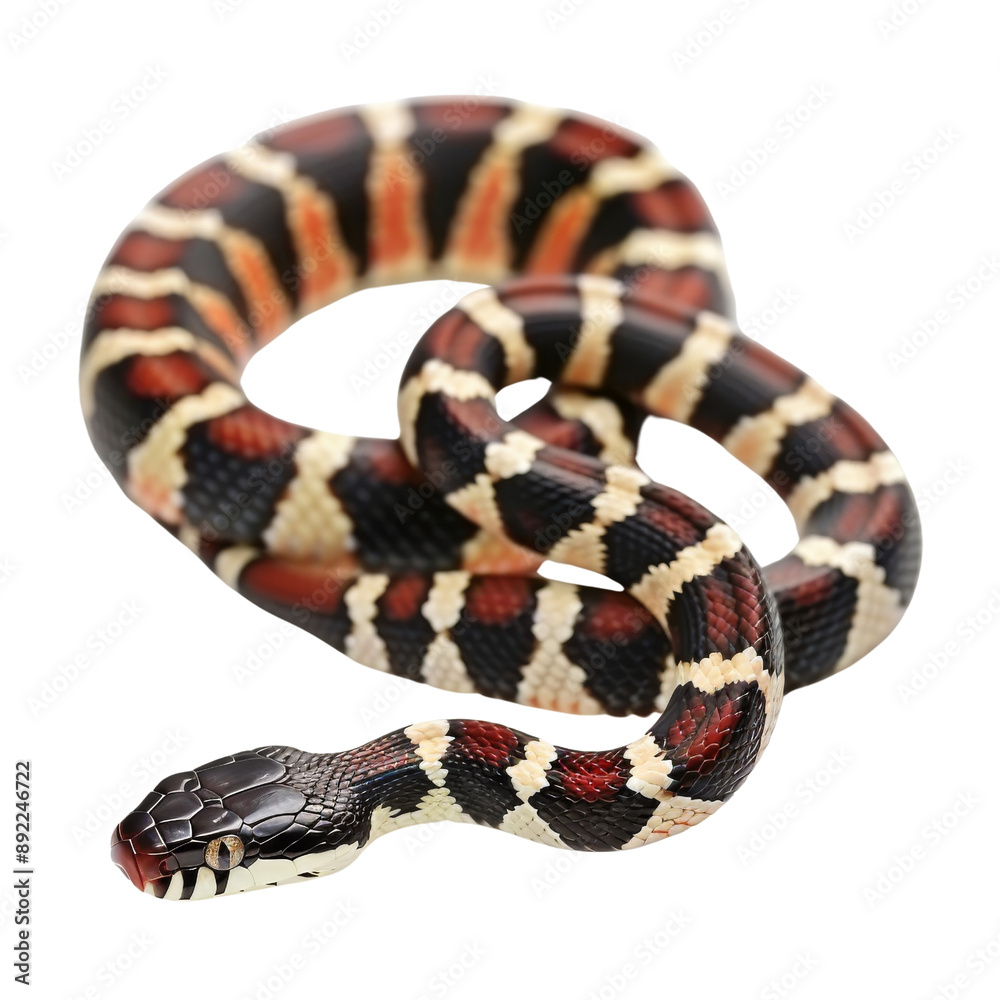 Naklejka premium Isolated Coral Snake with Distinctive Red, Black, and Yellow Patterns.