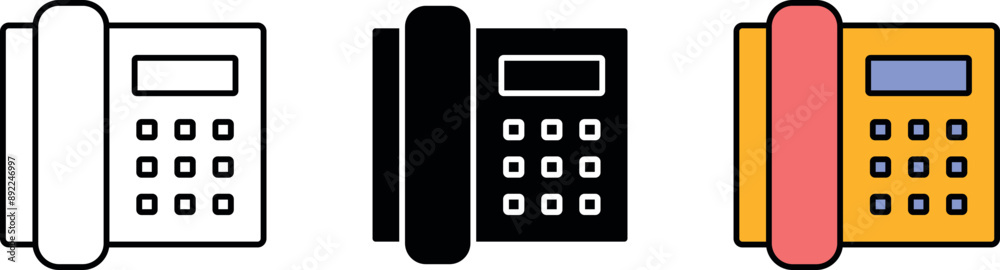 Old Phone in lined, isolated and colored style. Vector Illustration Old Phone in lined, isolated and colored style. Vector Illustration