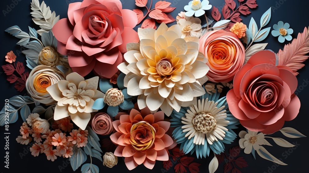 Handmade Paper Art Featuring a Colorful Botanical Explosion Handmade Paper Art Featuring a Colorful Botanical Explosion