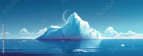 Iceberg in the ocean Vector flat minimalistic isolated illustration