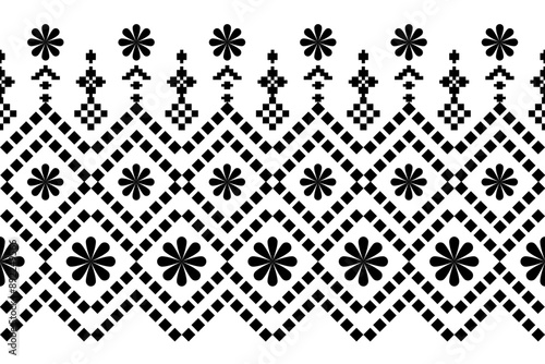 Geometric Pattern Traditional Tribal Style, Pixel Embroidery, Geometric Pattern. Beautiful Background Pattern,Fabric Pattern For Clothes ,Dress, Carpet, Curtain, Sarong, Sari, Scarves, Batik.