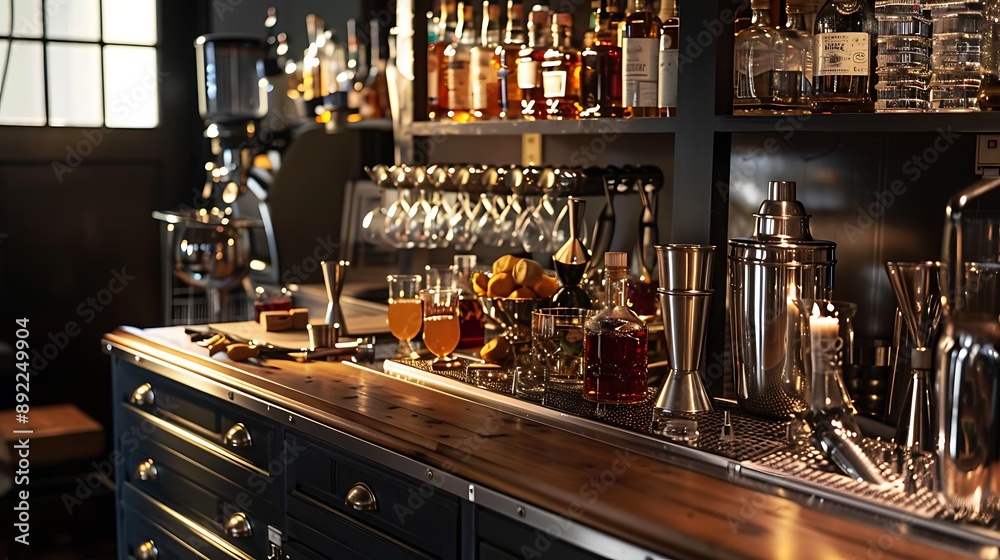 Mixologist's cocktail mixing station garage Mixologist's cocktail mixing station garage