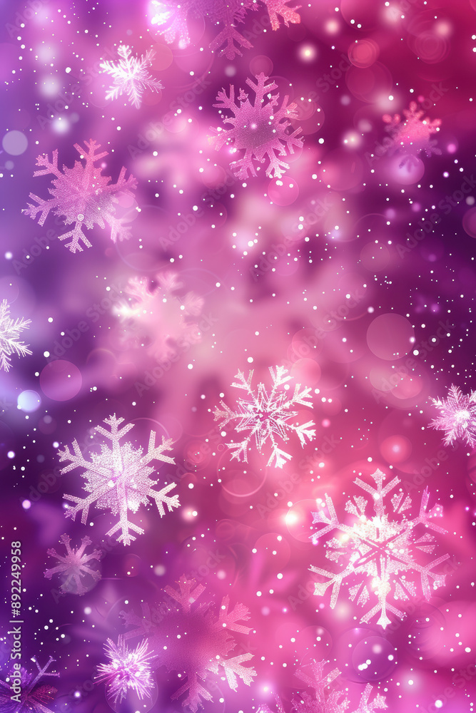 Sparkling Snowflakes on Pink Background