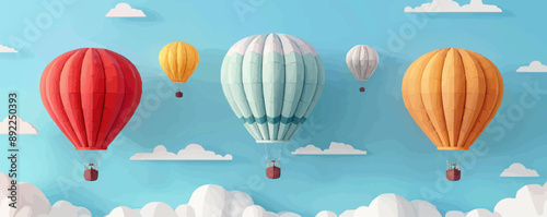 Colorful hot air balloons festival Vector flat minimalistic isolated illustration
