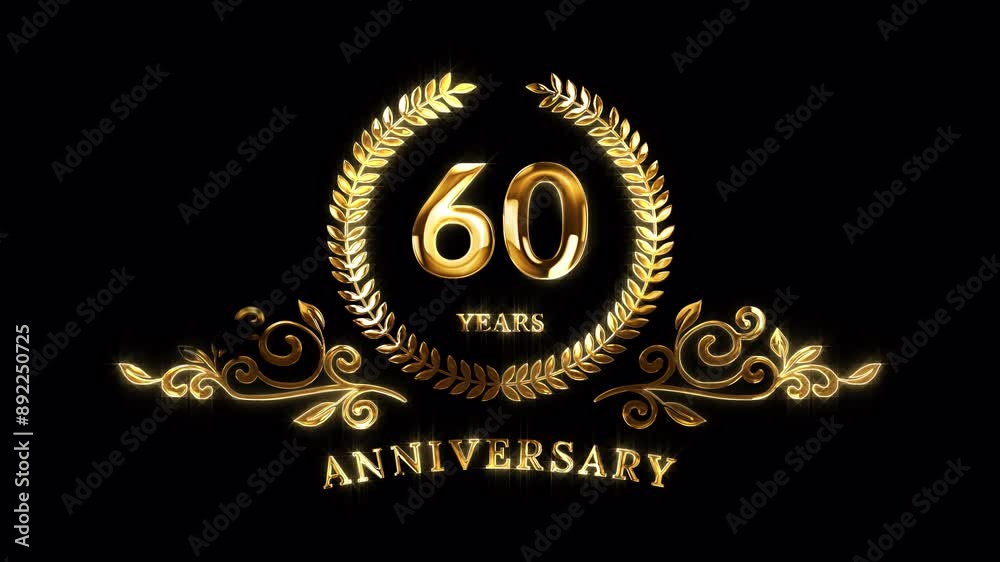 60th Anniversary Celebration. Golden 60 Years Anniversary Animation in Gold Color on the Transparent Background, Alpha Channel. Great for greetings, celebrations, events, and gifts. 60th Anniversary Celebration. Golden 60 Years Anniversary Animation in Gold Color on the Transparent Background, Alpha Channel. Great for greetings, celebrations, events, and gifts.