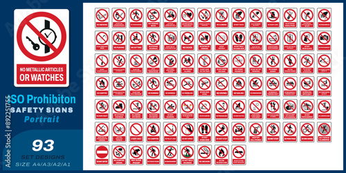 93 set iso prohibition safety signs size v07 a4/a3/a2/a1	
 photo