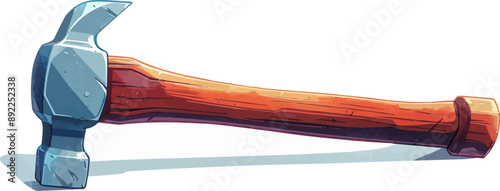 A hammer, its head gleaming in the light, ready to tackle any task, resting on a clean white surface. Vector flat minimalistic isolated illustration.