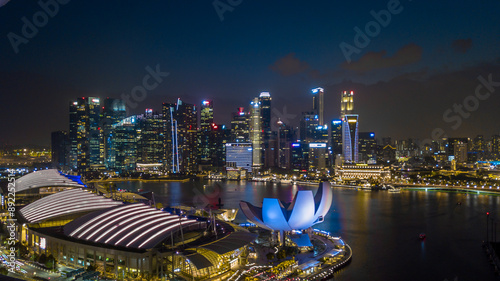 Aerial view Singapore city skyline, Most beautiful Sigapore skyscraper and skyline architecture in Asia, Singapore. photo