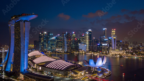 Aerial view Singapore city skyline, Most beautiful Sigapore skyscraper and skyline architecture in Asia, Singapore. photo