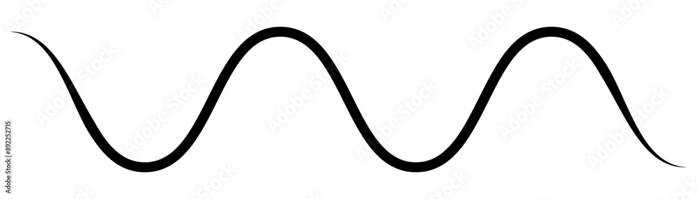Black on white Horizontal wave line. Billowy, undulating zigzag, crisscross stripes