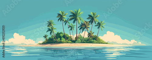 Tropical island getaway Vector flat minimalistic isolated