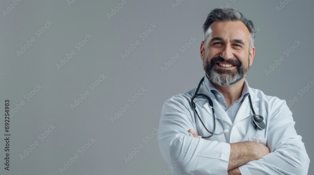 A doctor checking his own vital signs A doctor checking his own vital signs