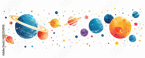 Toy galaxies on a white background. Vector flat minimalistic isolated illustration.