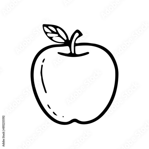 vector apple doodles. outline drawing of a fruit isolated on a white background