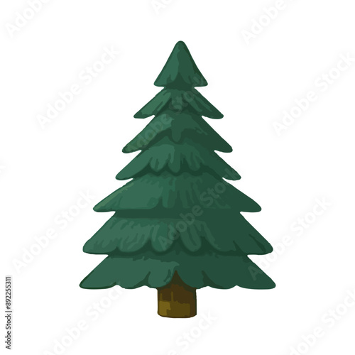 vector drawing of green spruce. Isolated illustration on white background