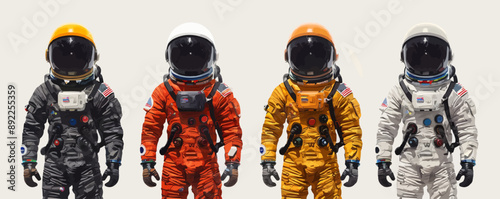 Toy astronauts on a white background. Vector flat minimalistic isolated illustration