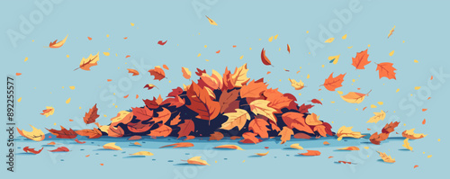 A pile of colorful autumn leaves in a park. Vector flat minimalistic isolated illustration.