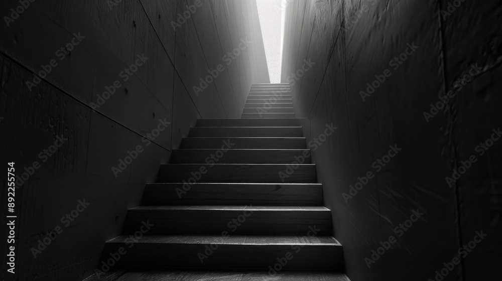 A classic staircase with steps and railing in monochrome A classic staircase with steps and railing in monochrome
