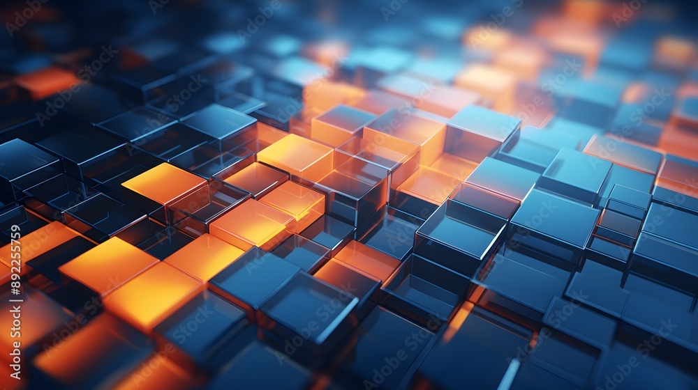 3d rendering of blue and orange abstract geometric background. Scene for advertising, technology, showcase, banner, game, sport, cosmetic, business, metaverse. Sci-Fi Illustration. Product display 3d rendering of blue and orange abstract geometric background. Scene for advertising, technology, showcase, banner, game, sport, cosmetic, business, metaverse. Sci-Fi Illustration. Product display