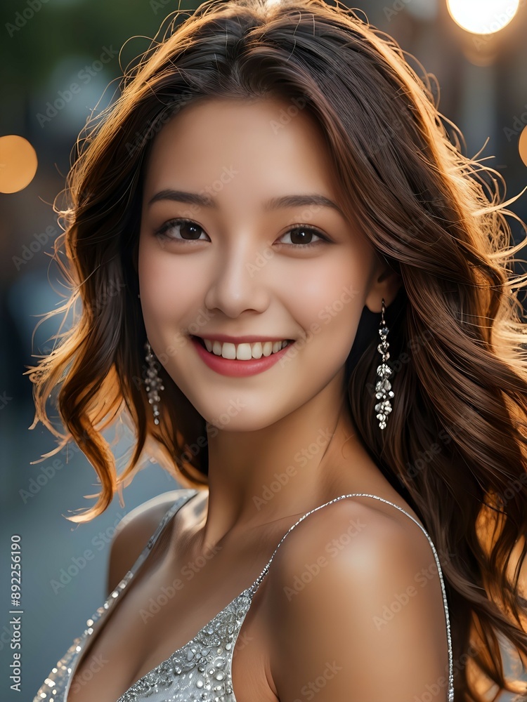 Portrait of a beautiful woman with a natural smile outside Portrait of a beautiful woman with a natural smile outside