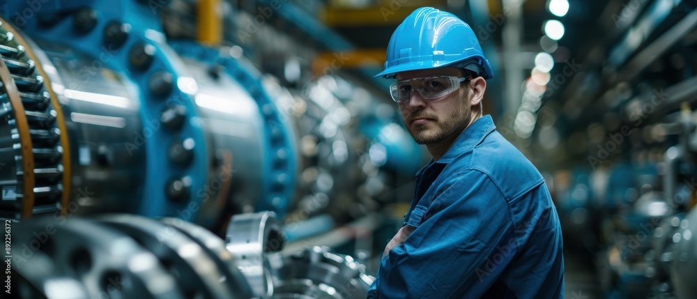 Skilled Engineer with Wrench and Digital Blueprint in Industrial Setting Skilled Engineer with Wrench and Digital Blueprint in Industrial Setting