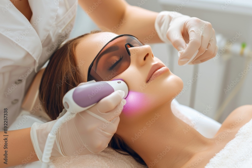 Naklejka premium Laser hair removal procedure in salon