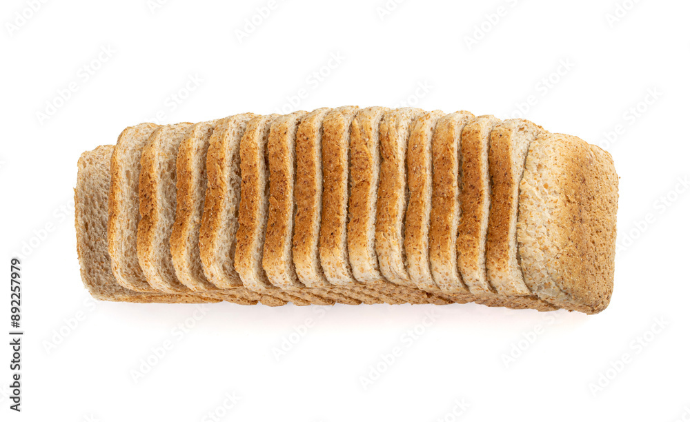 Whole Grain Healthy Sandwich Bread Square Slices Isolated, Supermarket Bread for Toasts, Soft Pieces