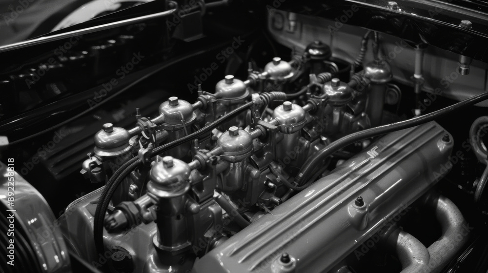Fototapeta premium The engine roared to life, a symphony of pistons and gears in perfect harmony