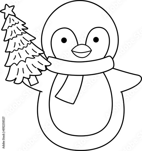 Cute Christmas penguin outline
Cute Christmas penguin coloring page isolated